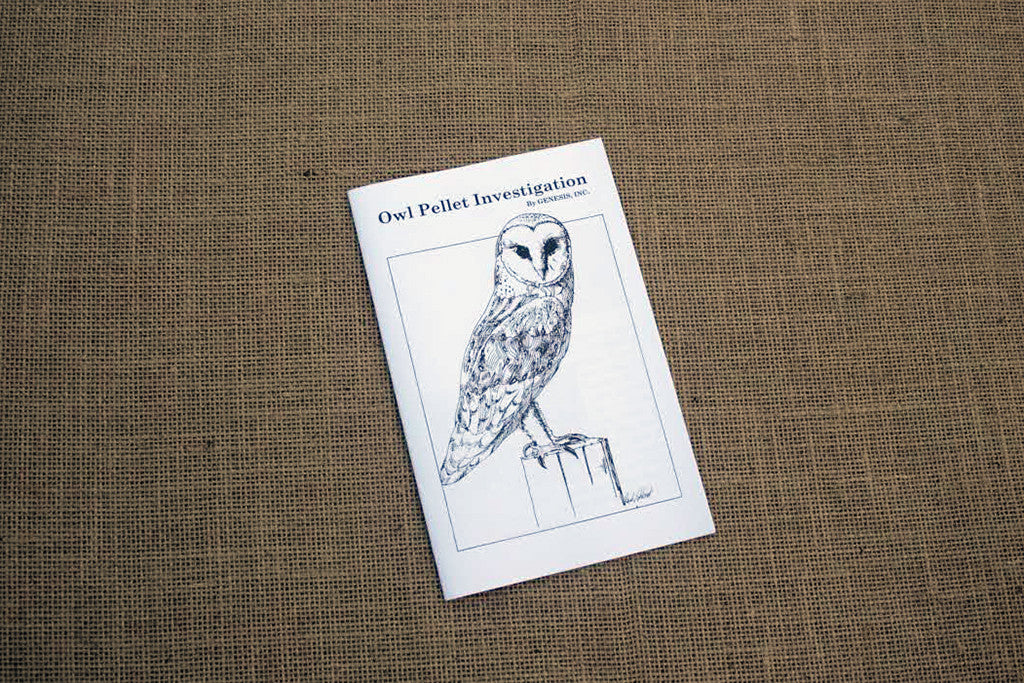 a black and white booklet titled "Owl Pellet Investigation"